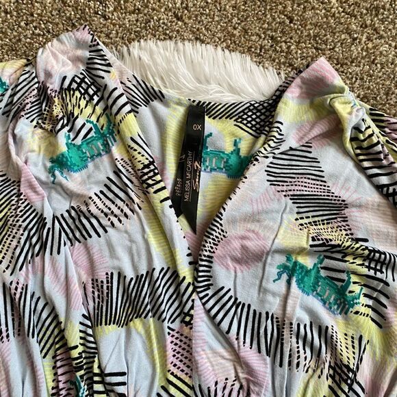 Melissa McCarthy X Seven7 Dress Multicolor Stretchy Tie Back Womens Size 0X - Picture 6 of 11